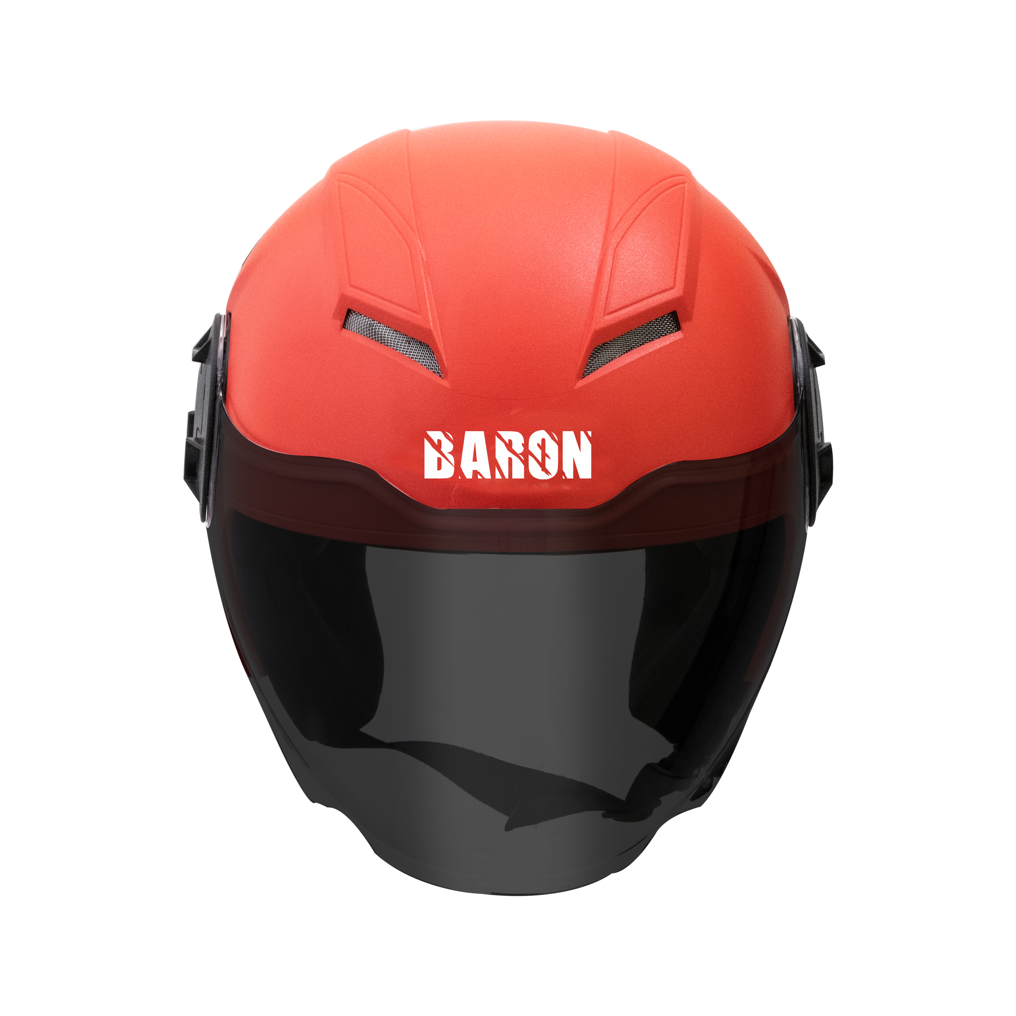 Steelbird Baron Open Face Helmet, ISI Certified Helmet (Dashing Red With Smoke Visor)